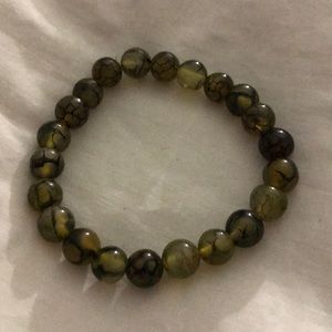 Olive Fire Agate semiprecious charm bracelet